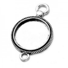 Metal Basic connector charm with setting 2 eyelets Ø20mm Antique silver